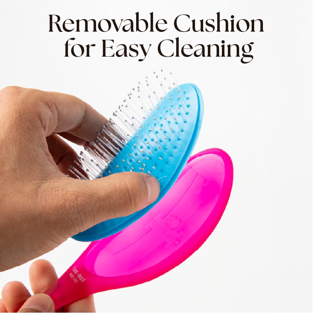 Olivia Garden OG Brush Styler easy cleaning with removable cushion behind the cushion.