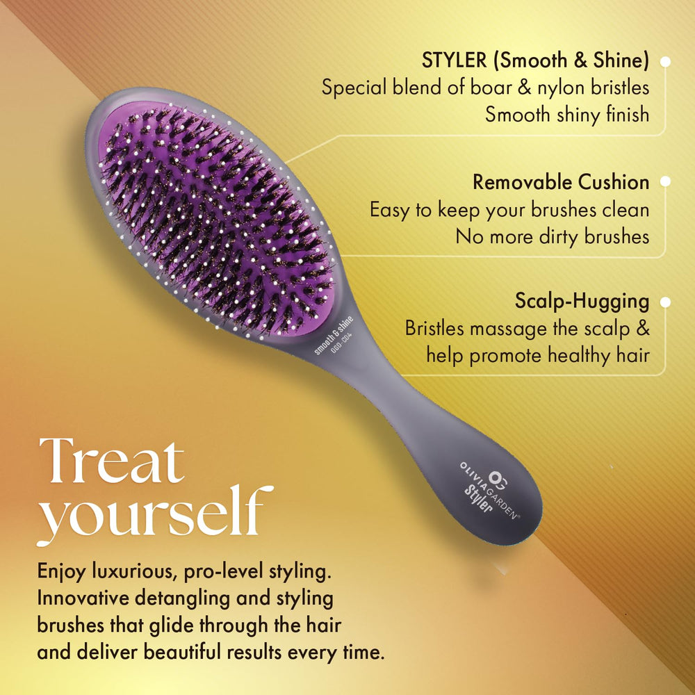 Olivia Garden OG Brush Styler removable cushion demonstrates easy cleaning behind cushion