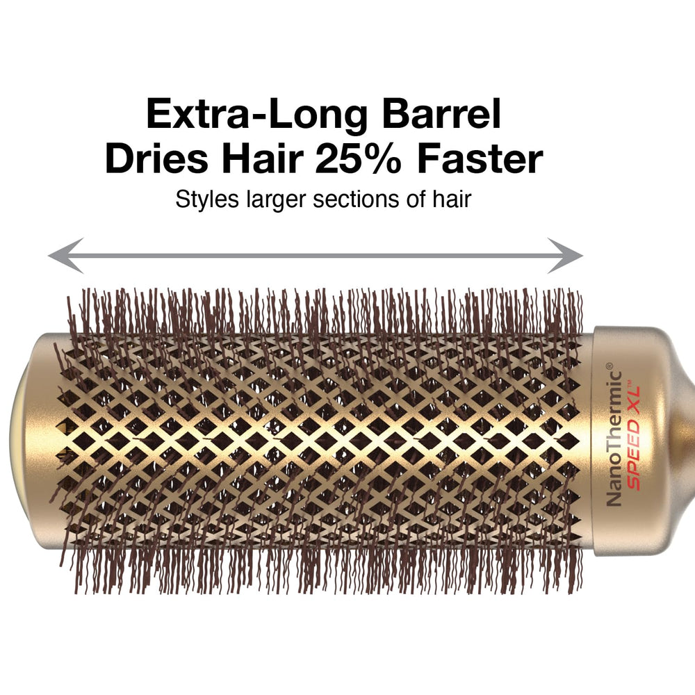 Olivia Garden Speed XL round hair brush with extra-long barrel for faster blowouts.