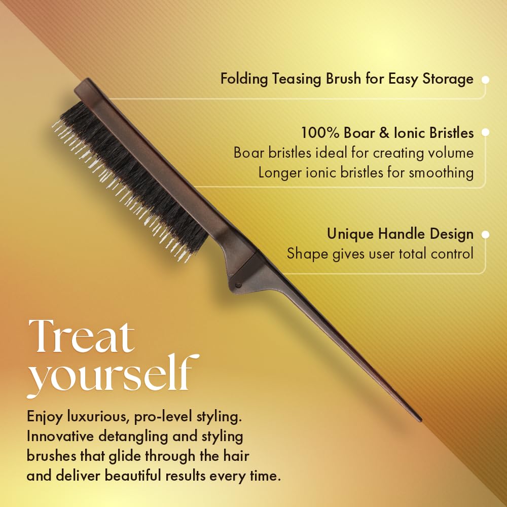 Olivia Garden Style-Up foldable brush handle closed for convenient travel touchups.