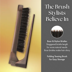 Olivia Garden Style-Up Teasing Foldable Hair Brush grip design for ergonomic control.