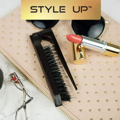 Olivia Garden Style-Up brushing session shows ergonomic grip and foldable design for quick styling.