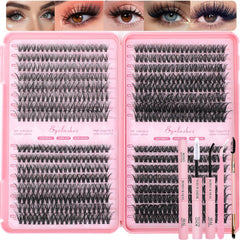 OLLAVO Lash Clusters Kit with 640pcs, 9-16mm range for customizable, natural-looking lashes