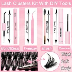 OLLAVO lash clusters kit different density 30D-40D for wispy to lush looks.