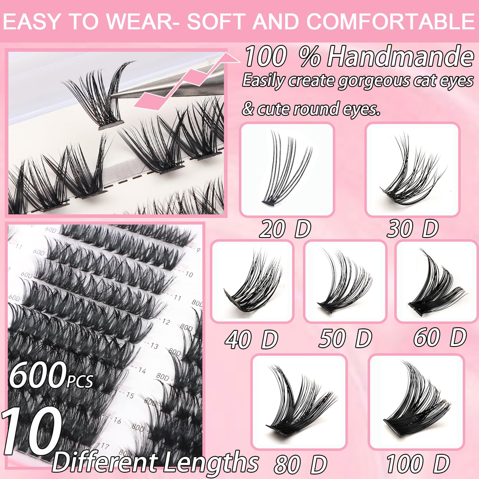 OLLAVO Lash Clusters Kit 9-18mm lengths for versatile styling