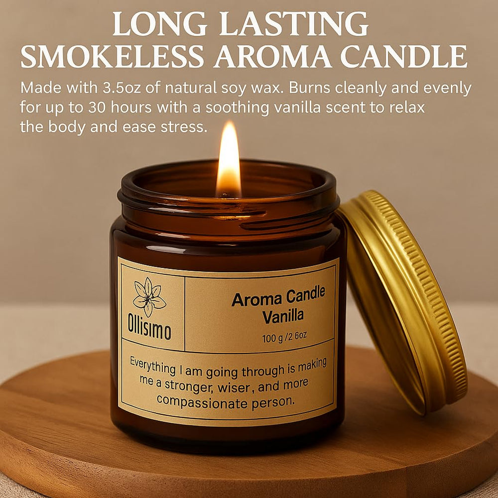 Ollisimo handmade soap and scented candle, soothing aromatic experience.