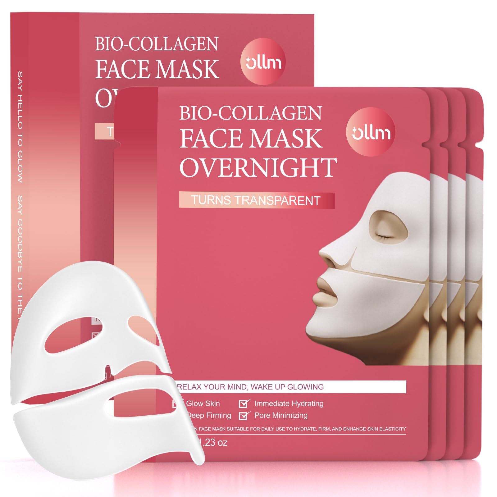 OLLM Korean Overnight Mask packaging close-up highlighting travel-ready, hydrating skincare at home.
