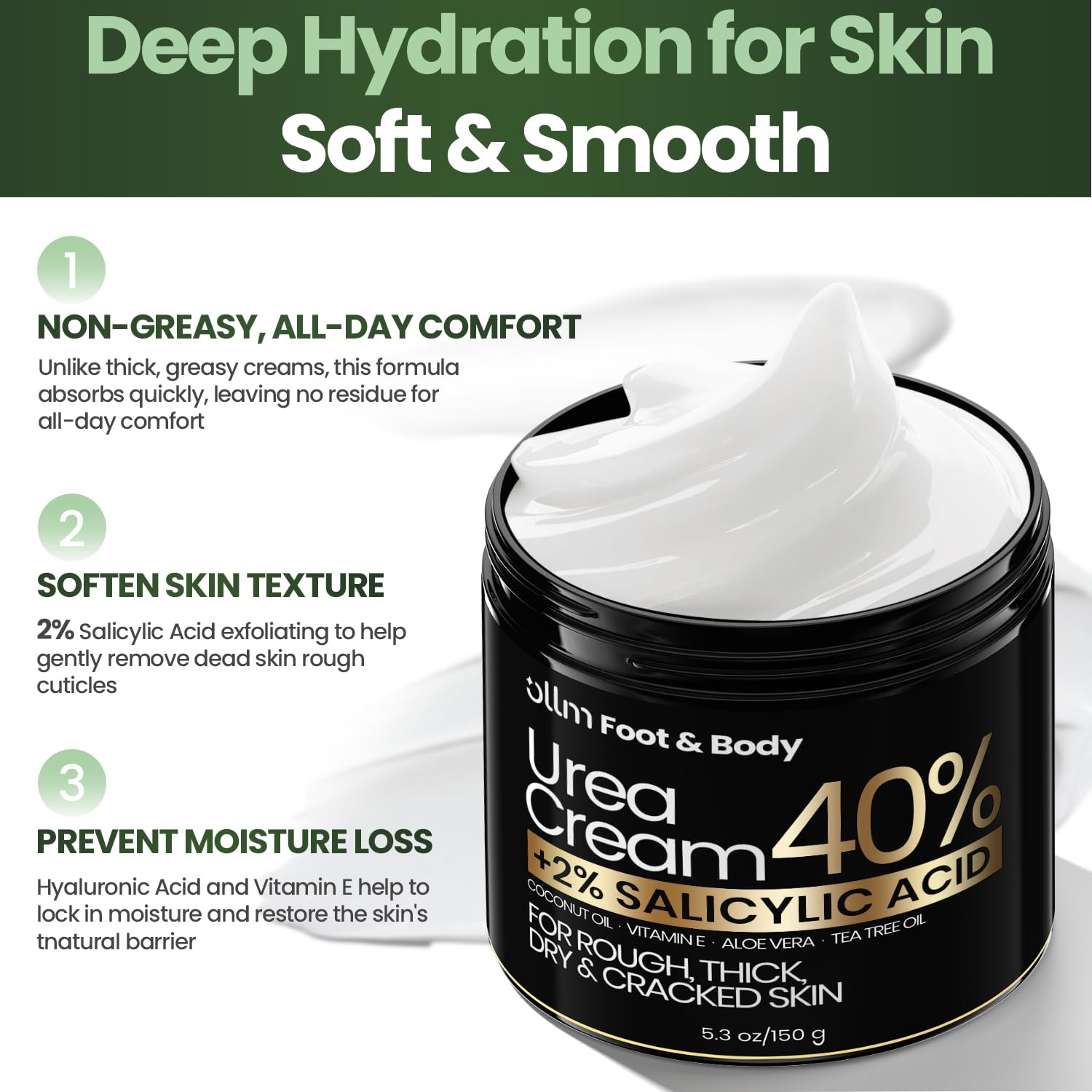 OLL M shea butter-rich cream swirl emphasizing rich, non-greasy moisturization