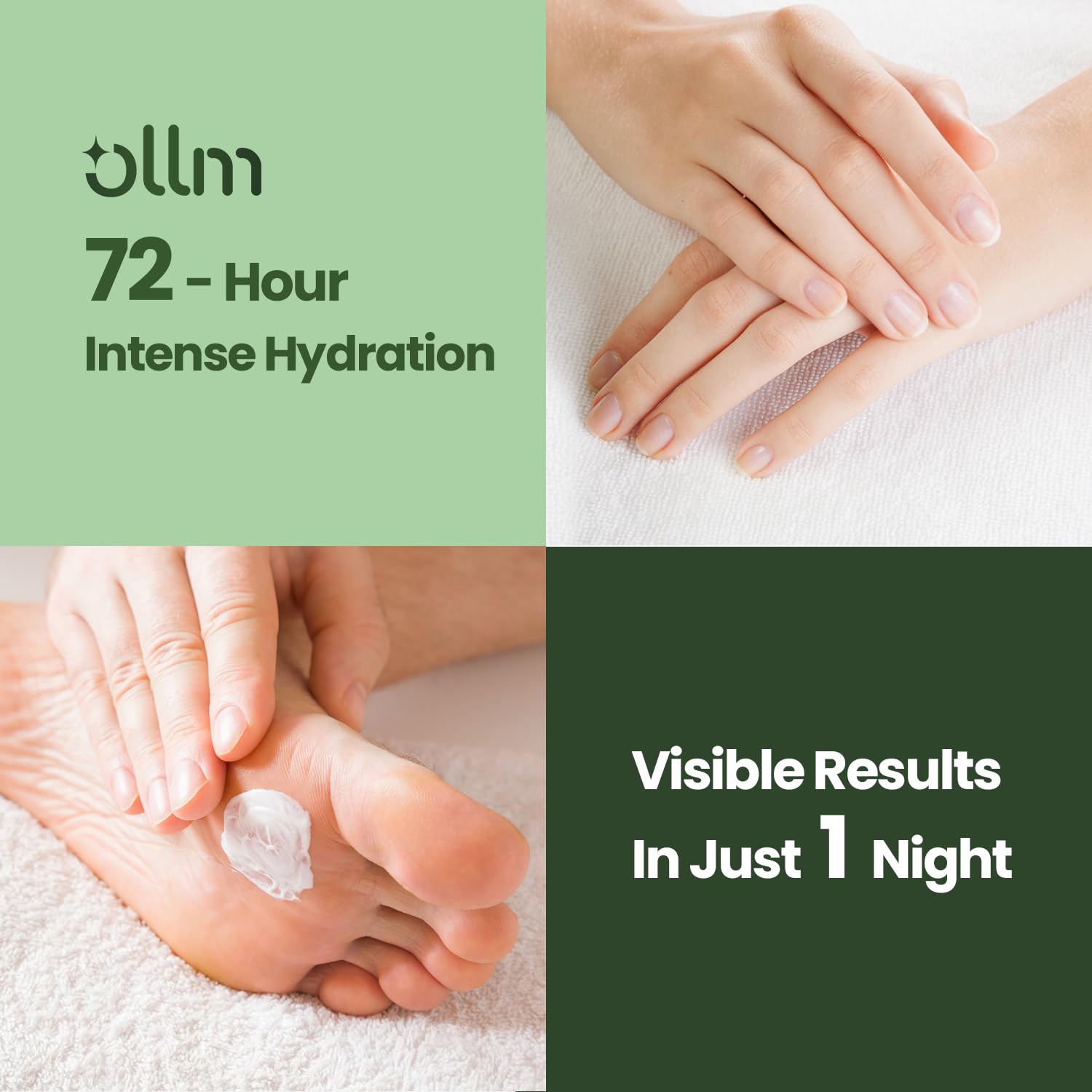 OLL M tea tree oil drops indicating soothing, refreshing ingredients