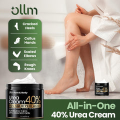 OLL M Urea Cream 40% application closeup showing smooth, quick-absorbing texture