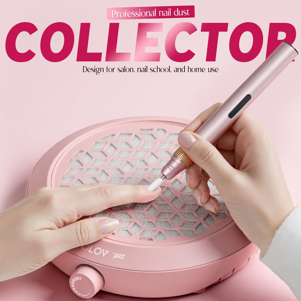 Olov Art Nail Dust Collector side view showing quiet motor for client-friendly manicures.