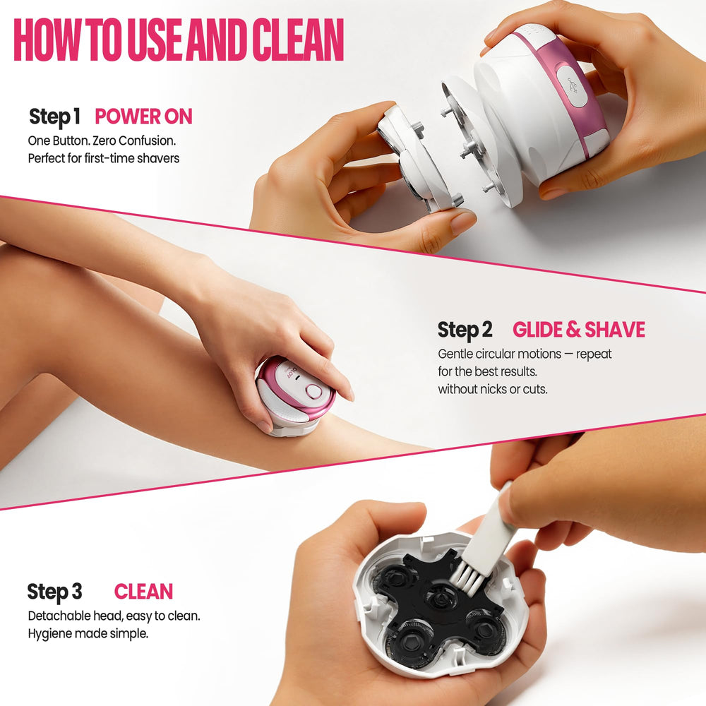 OLOV Beauty razor under tap cleaning shows quick maintenance.