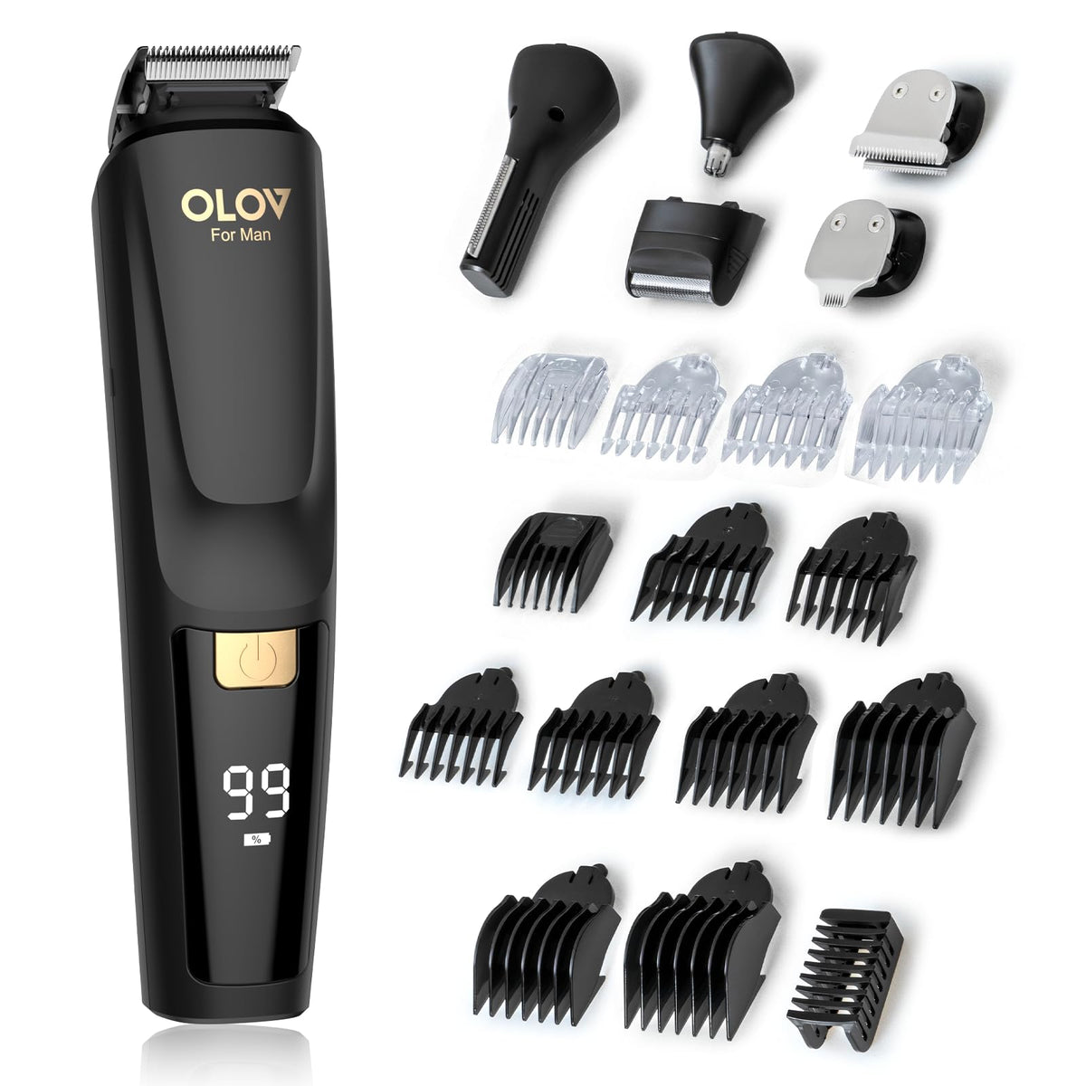 OLOV FOR MAN beard trimmer with 6 heads enables precise grooming and body shaping