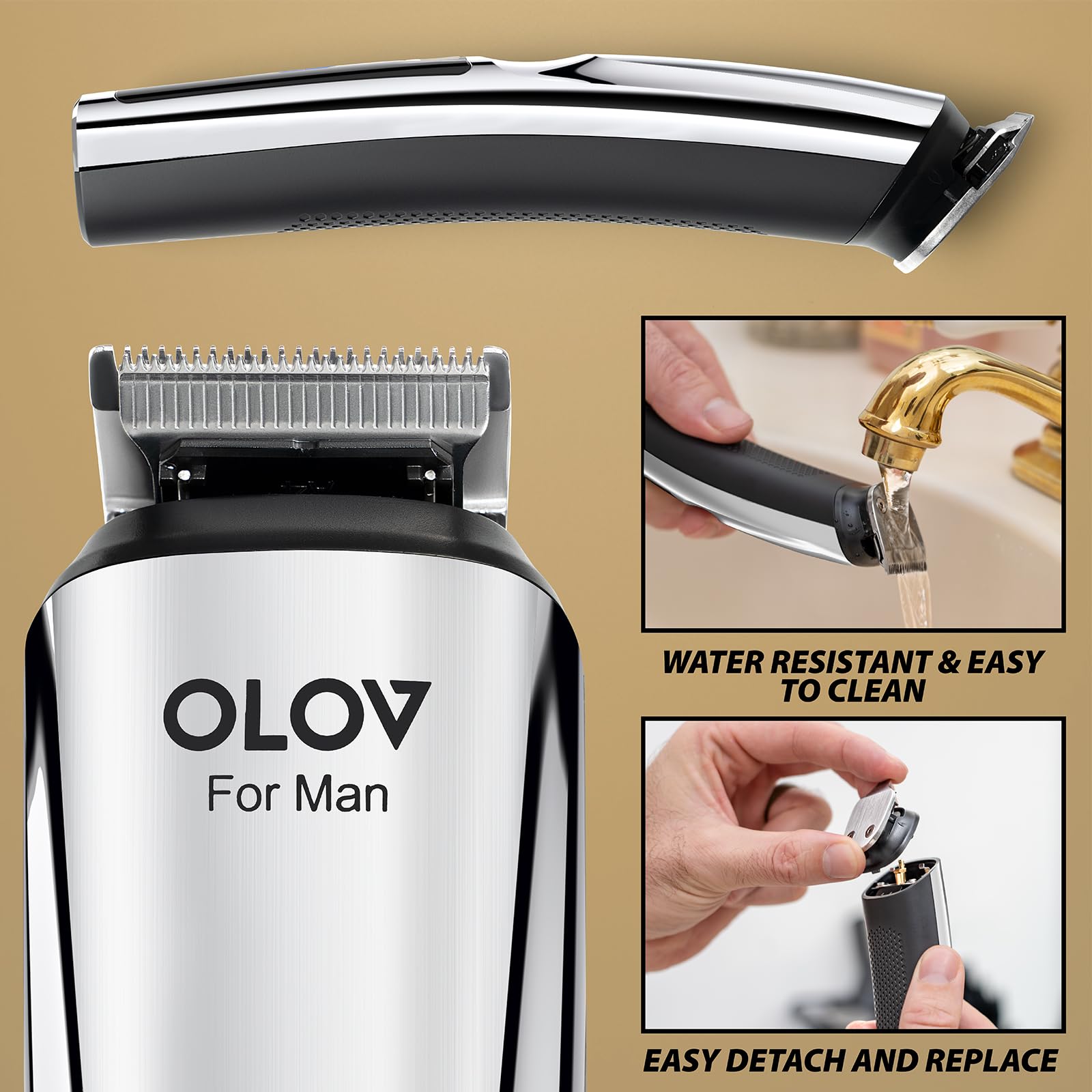 OLOV For Man cordless-hair-clippers with easy grip for smooth trims