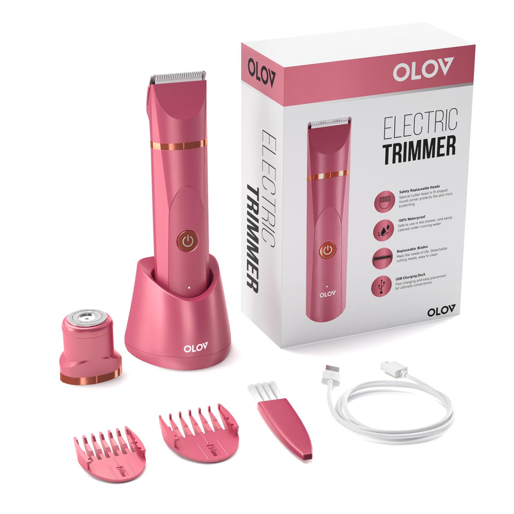 OLOV groin bikini trimmer close-up for safe, comfortable sensitive-area grooming.