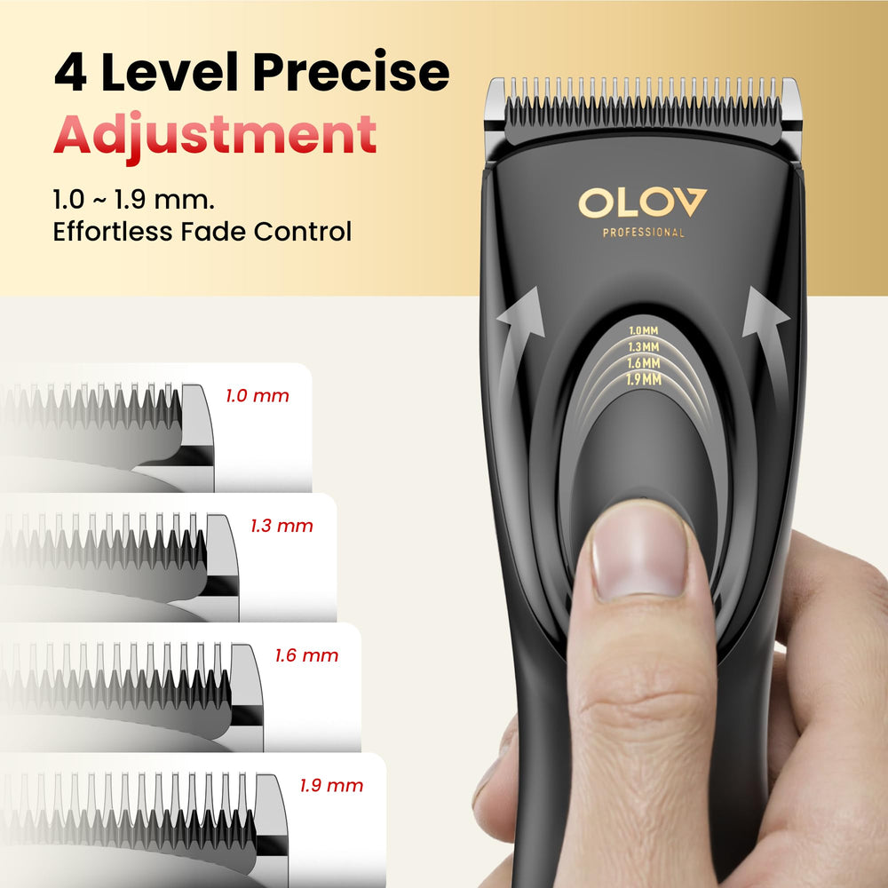 OLOV PROFESSIONAL cordless clippers in use for flexible home grooming
