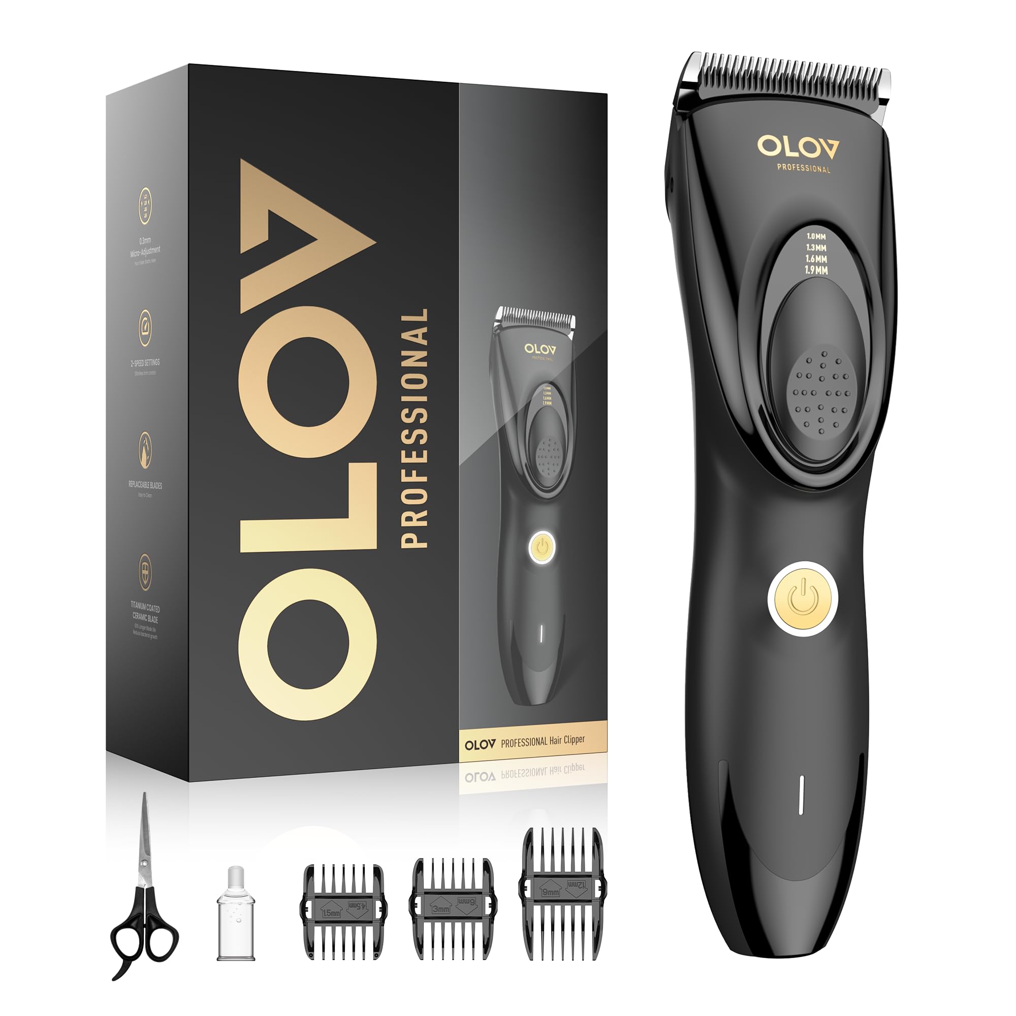 OLOV PROFESSIONAL Hair Clippers front view for precision styling