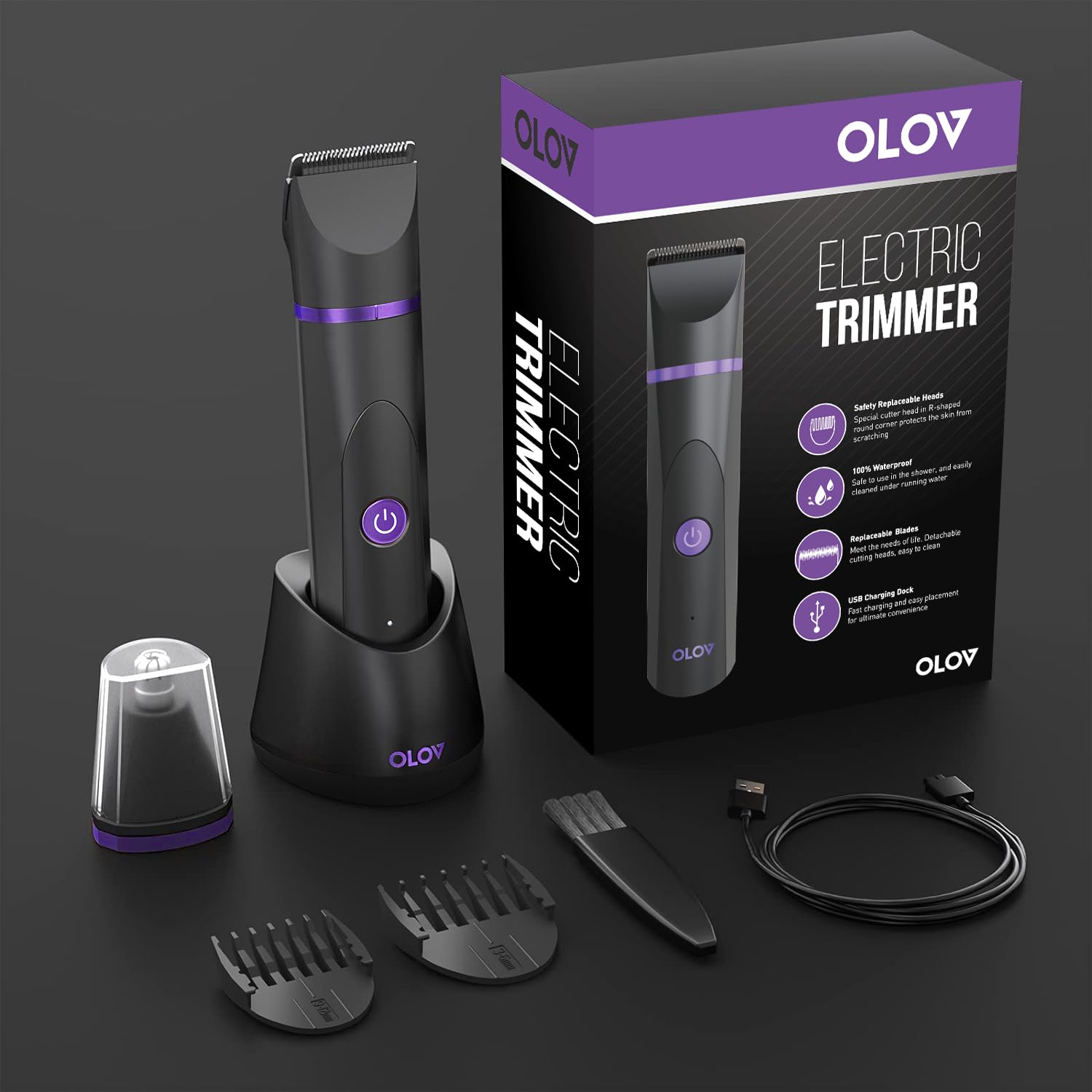 OLOV replaceable ceramic blade heads for long-lasting smooth trims.