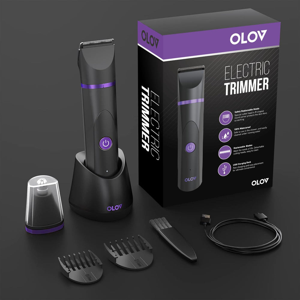 OLOV replaceable ceramic blade heads for long-lasting smooth trims.