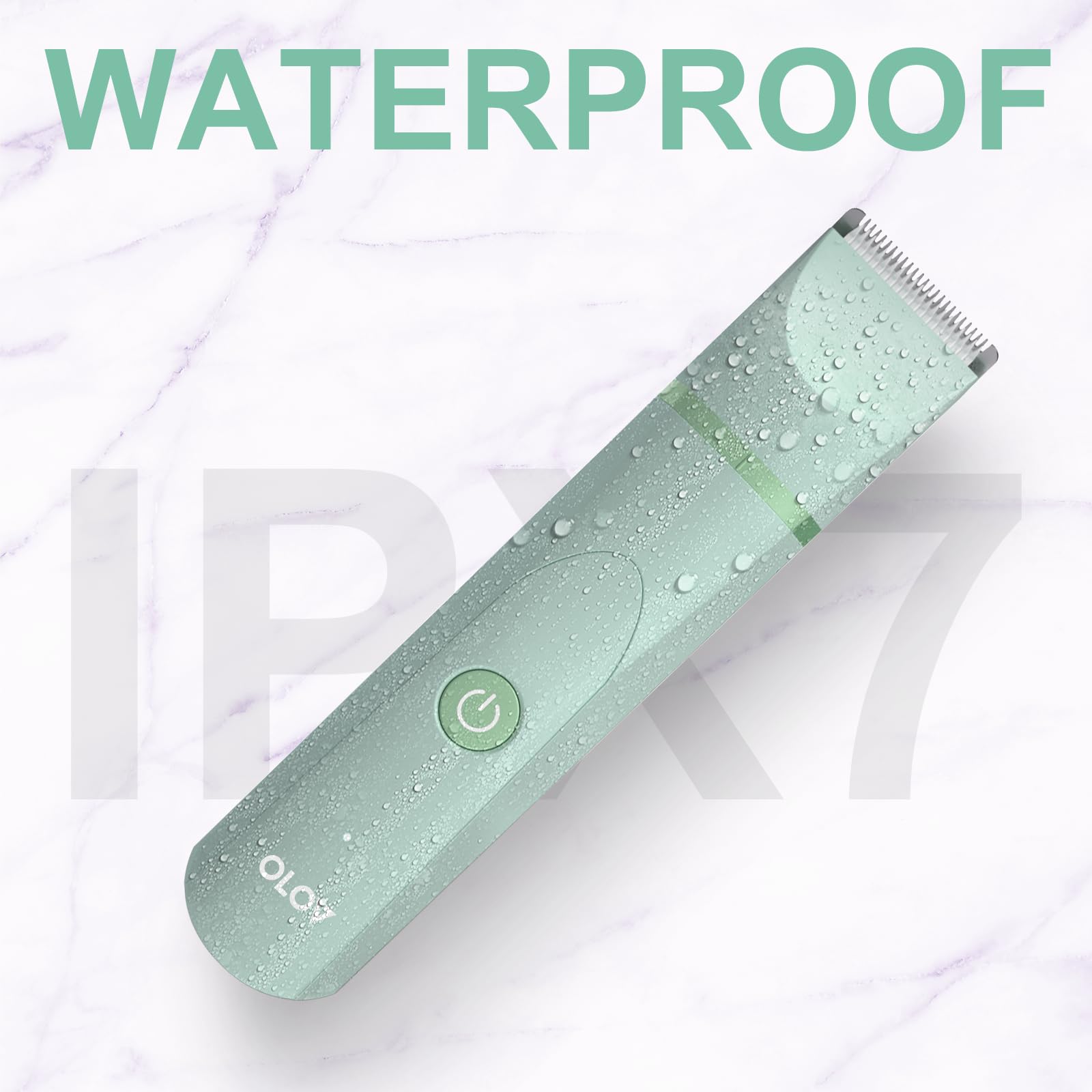 OLOV waterproof trimmer with ceramic blades for tug-free grooming.