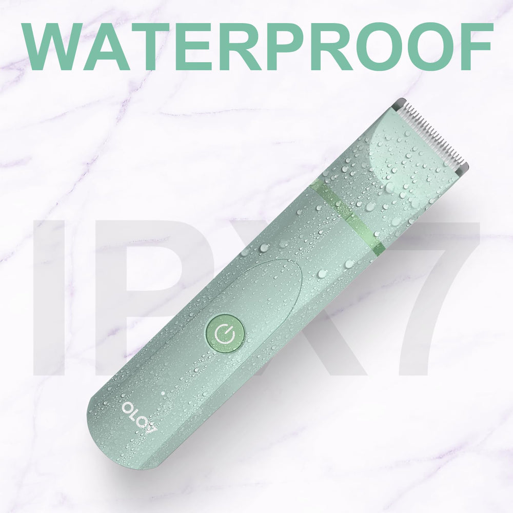 OLOV waterproof trimmer with ceramic blades for tug-free grooming.