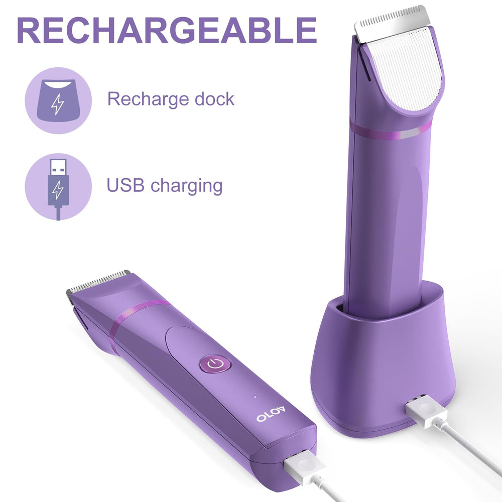 OLOV USB recharge dock keeps the trimmer powered for quick grooming sessions