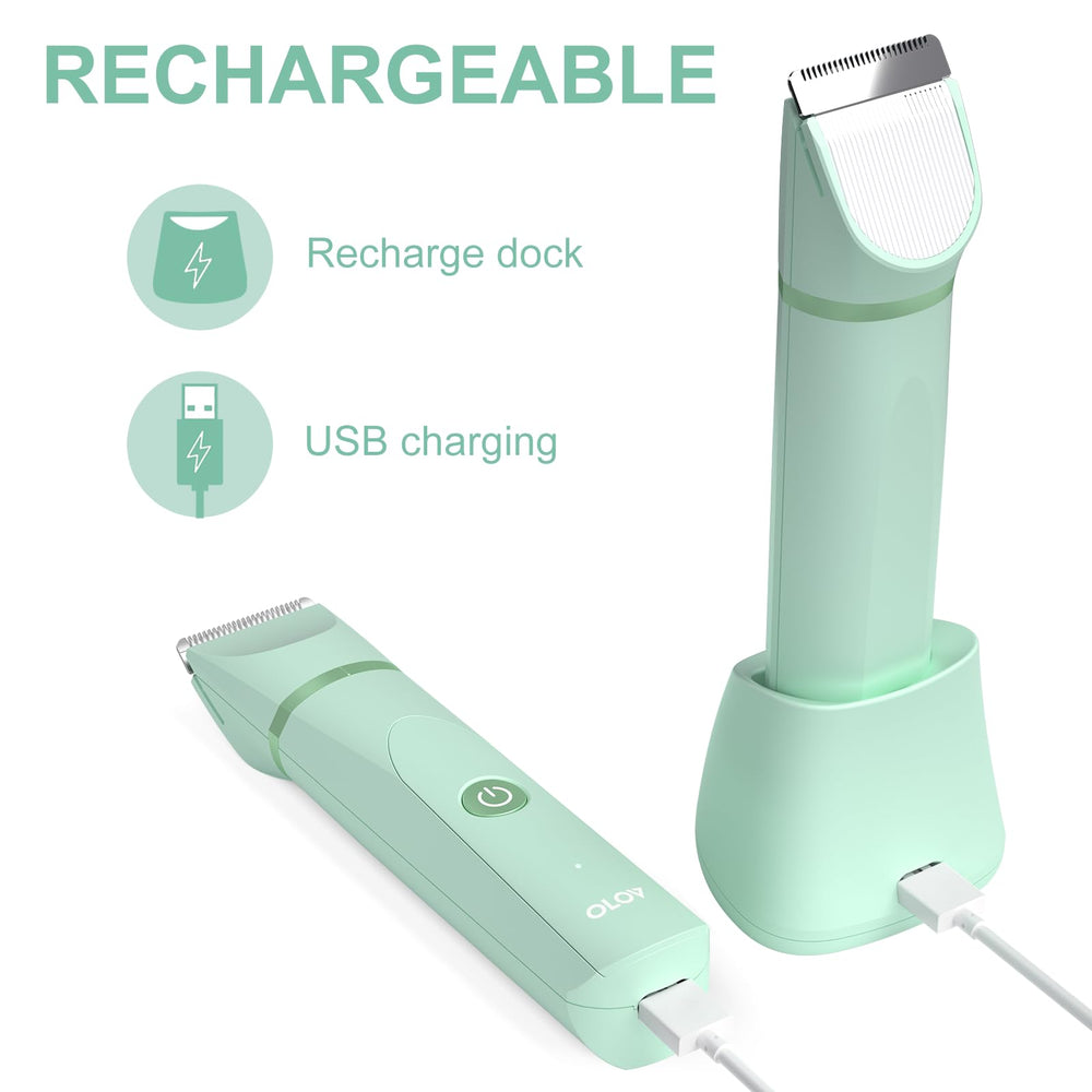 OLOV trimmer USB recharge dock for convenient power on the go.