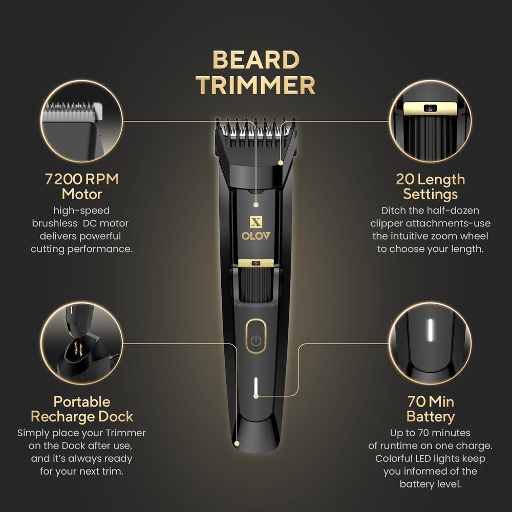 OLOV X trimmer with 20 settings demonstrates versatile length customization.