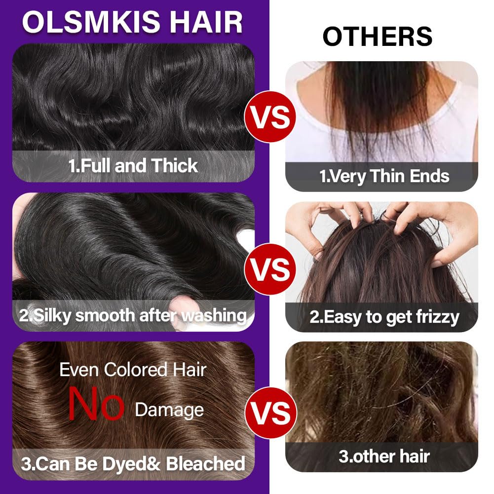 Olsmkis virgin Brazilian hair label emphasizes unprocessed origins.