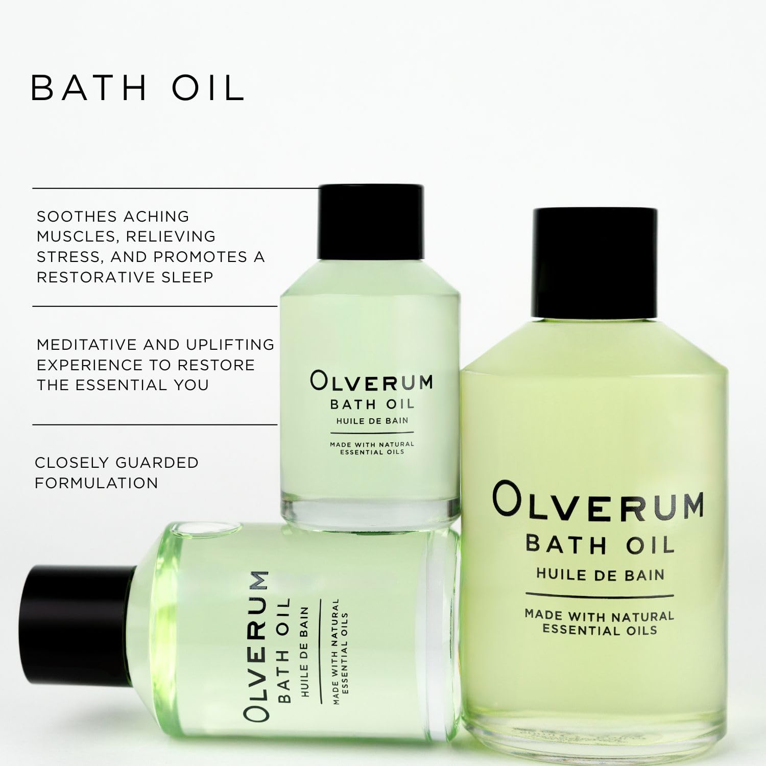 OLVERUM bath oil pour action capturing effortless relaxation preparation