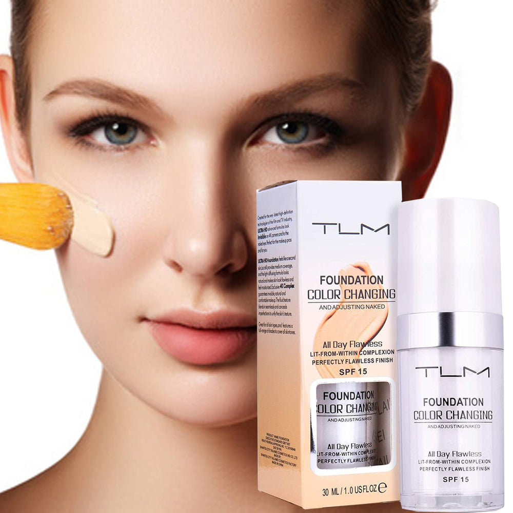 Omaky before-after skin tone matching showcasing natural finish.