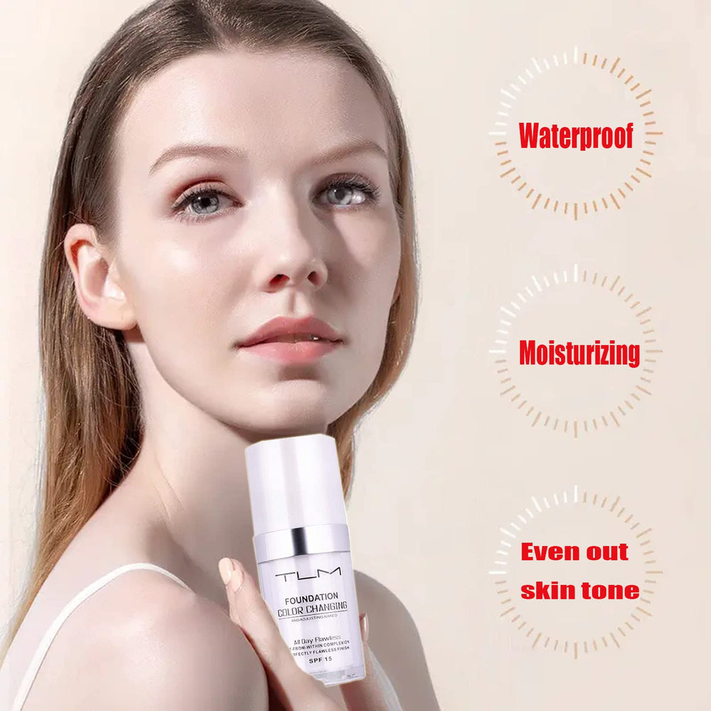 Omaky concealer-capable foundation delivering even tone in one layer.