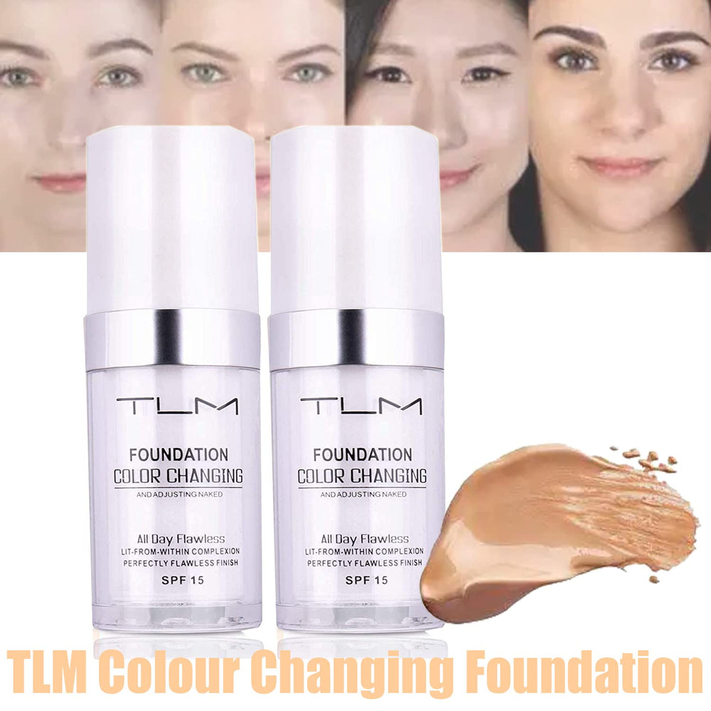 Omaky foundation application on hand with swatches for even skin tone.