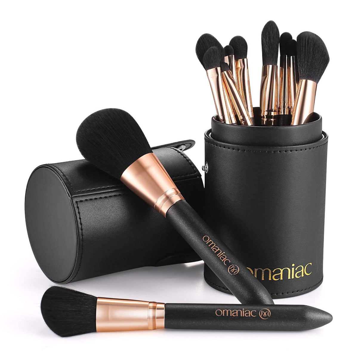 OMANIAC makeup brush set front packaging showing complete professional toolkit for daily use