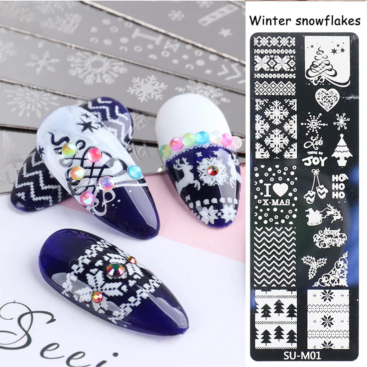 OMDBAGD pine tree plate for seasonal nail accents