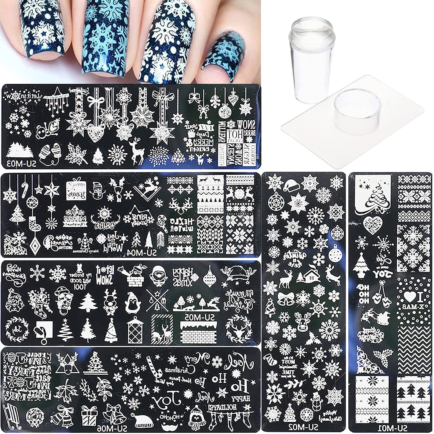 OMDBAGD snowflake stamping plate for quick holiday nail art