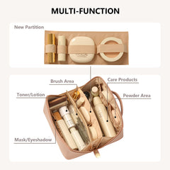 Omeily travel makeup bag with upgraded double zipper pull for secure, smooth access.