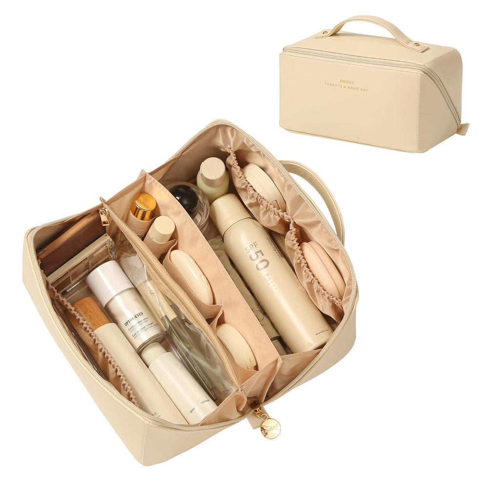 Omeily Travel Makeup Bag exterior with durable construction for organized travel