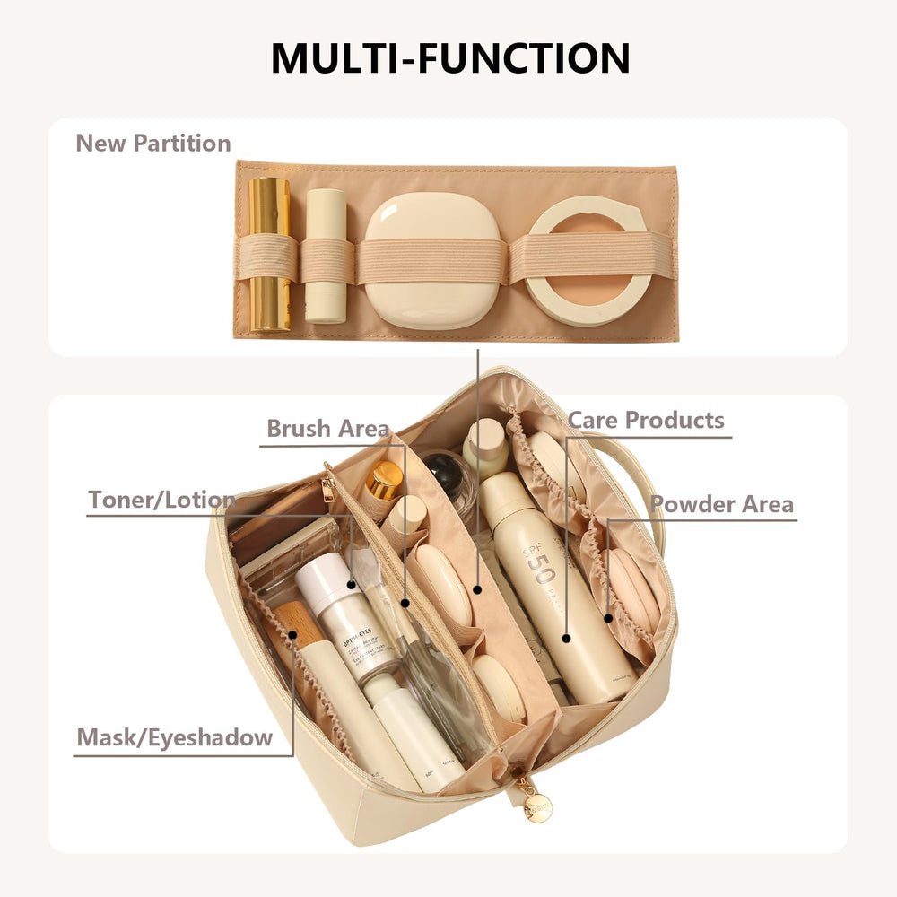 Omeily Travel Makeup Bag zipper closure secures contents during transit