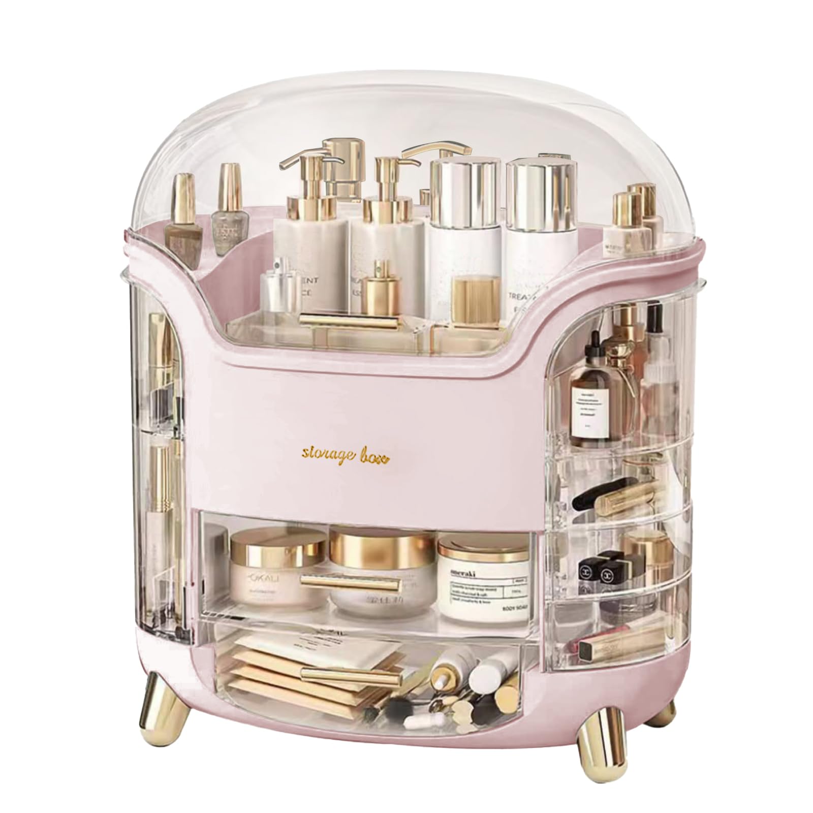 Omeily Upgrade Large Makeup Organizer front view offers quick access and clear visibility.