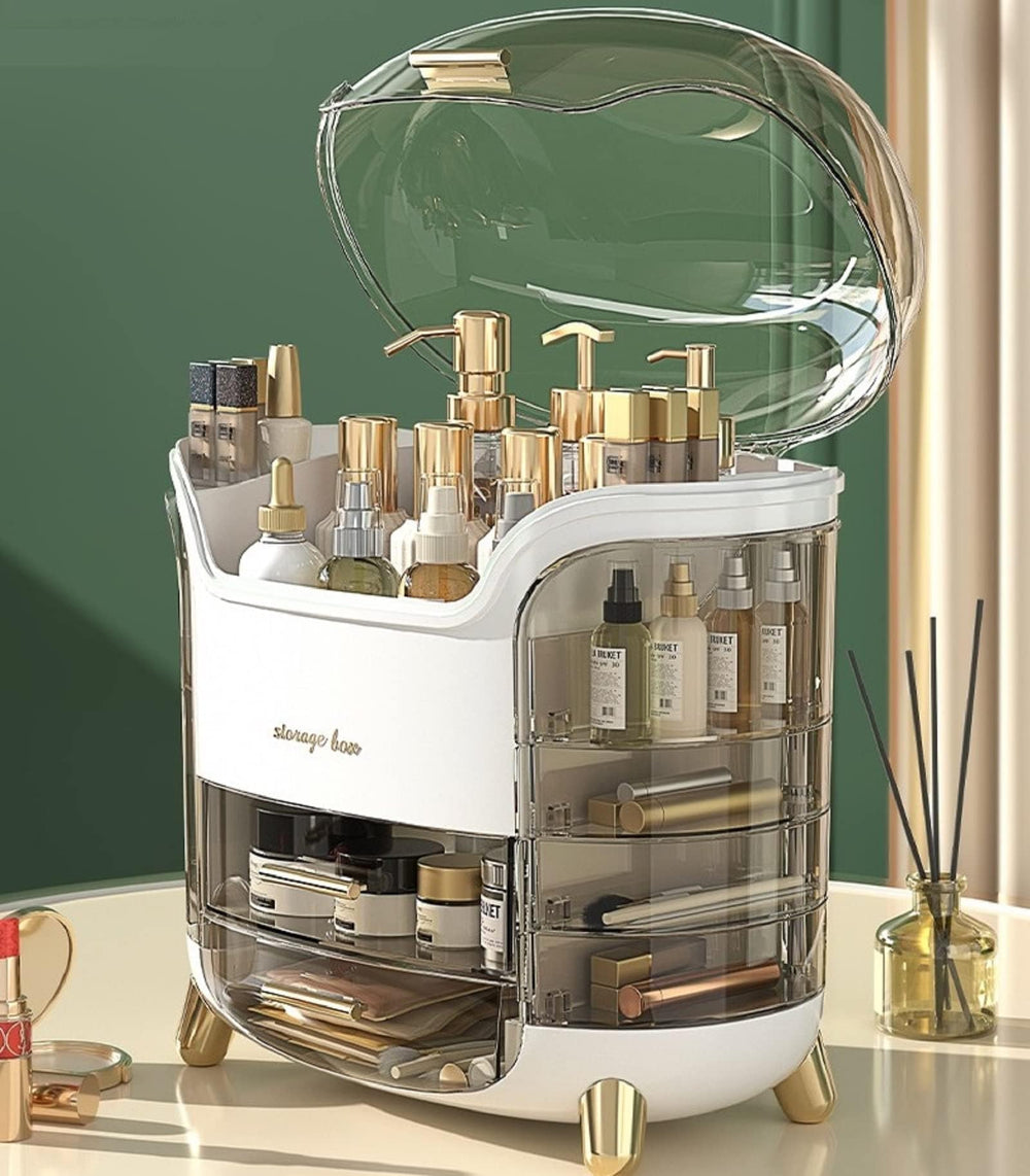 Omeily Upgrade large makeup organizer inside layout highlights efficient 3-layer storage.