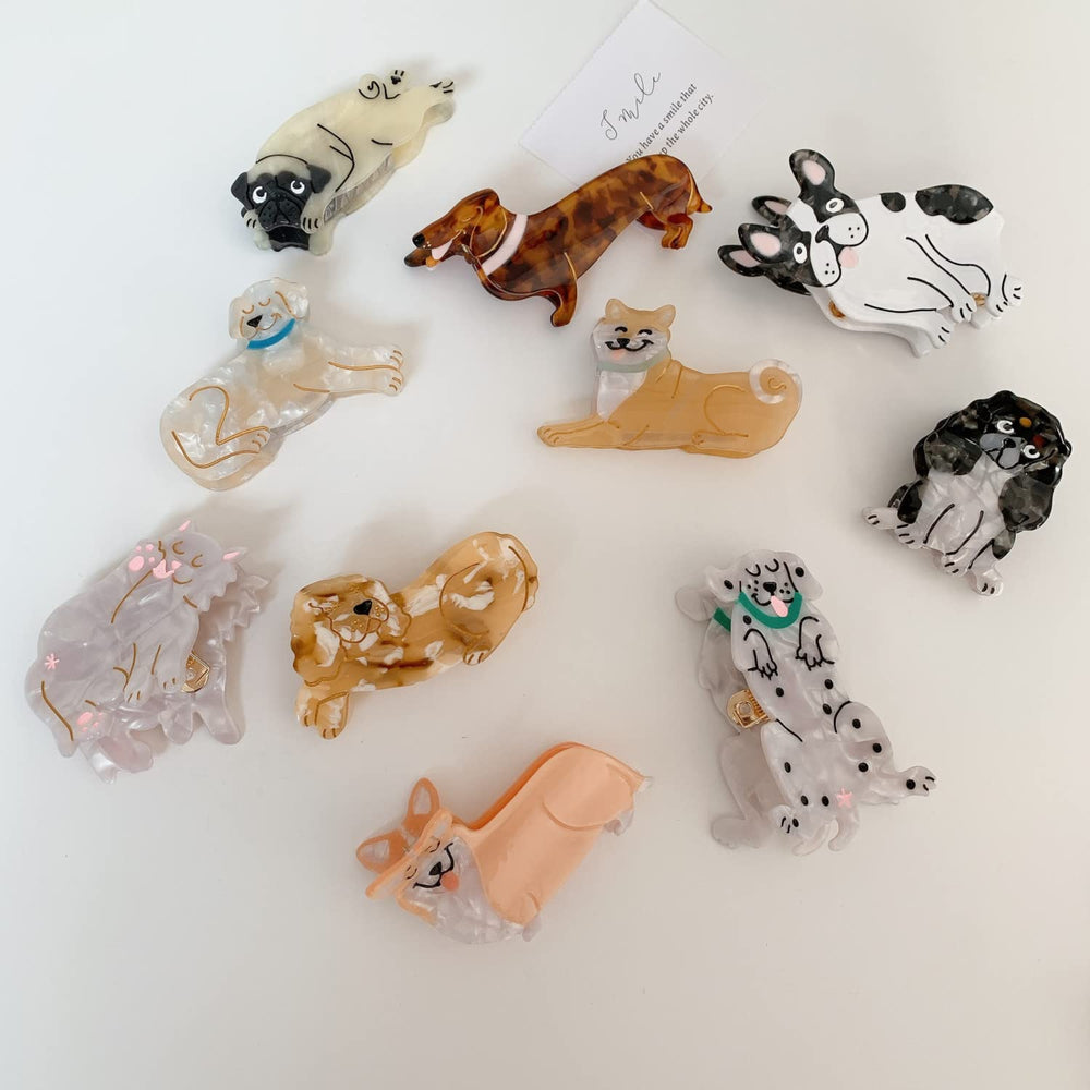 OMG Decor dachshund hair clip secures hair for a neat bun.
