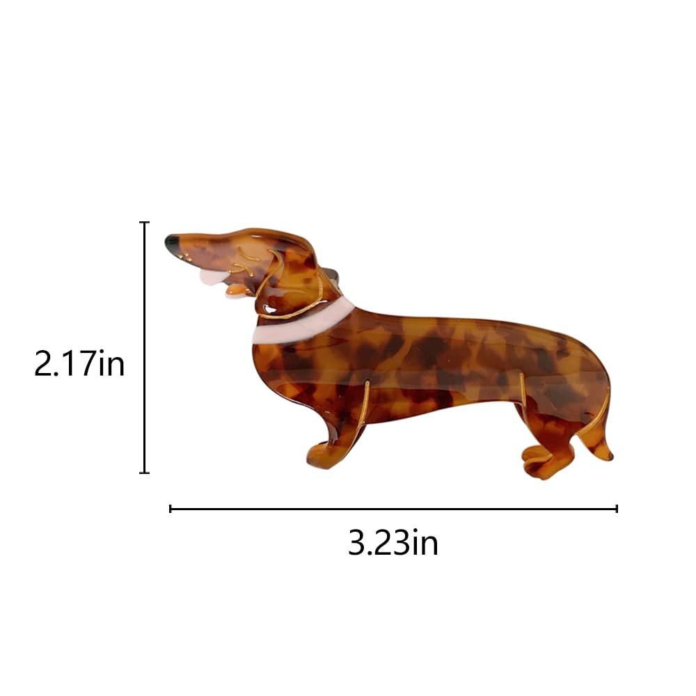 OMG Decor dachshund hair clip side view highlights durable spring and grip.