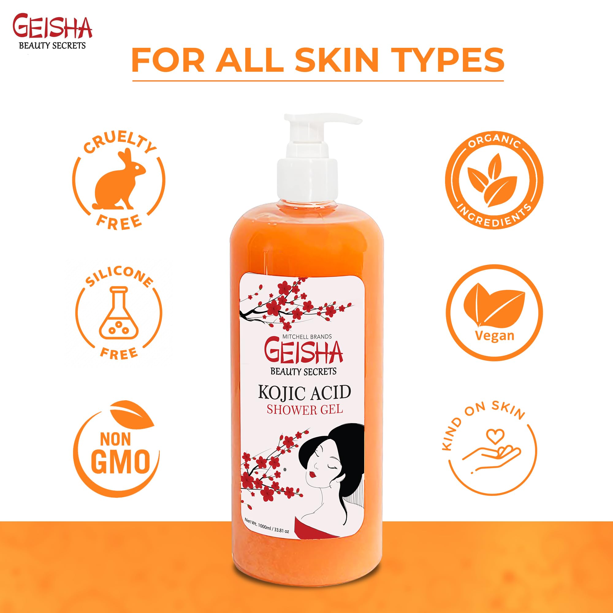 OMIC Geisha shower-scene conveys spa-like self-care ritual in the shower.