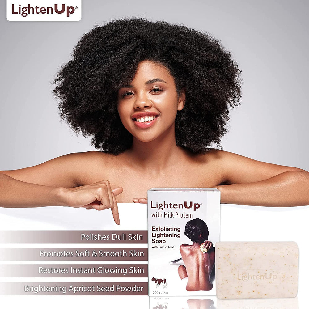 OMIC Lighten-Up jabón exfoliante lactico con manteca de karité nutre y suaviza la piel