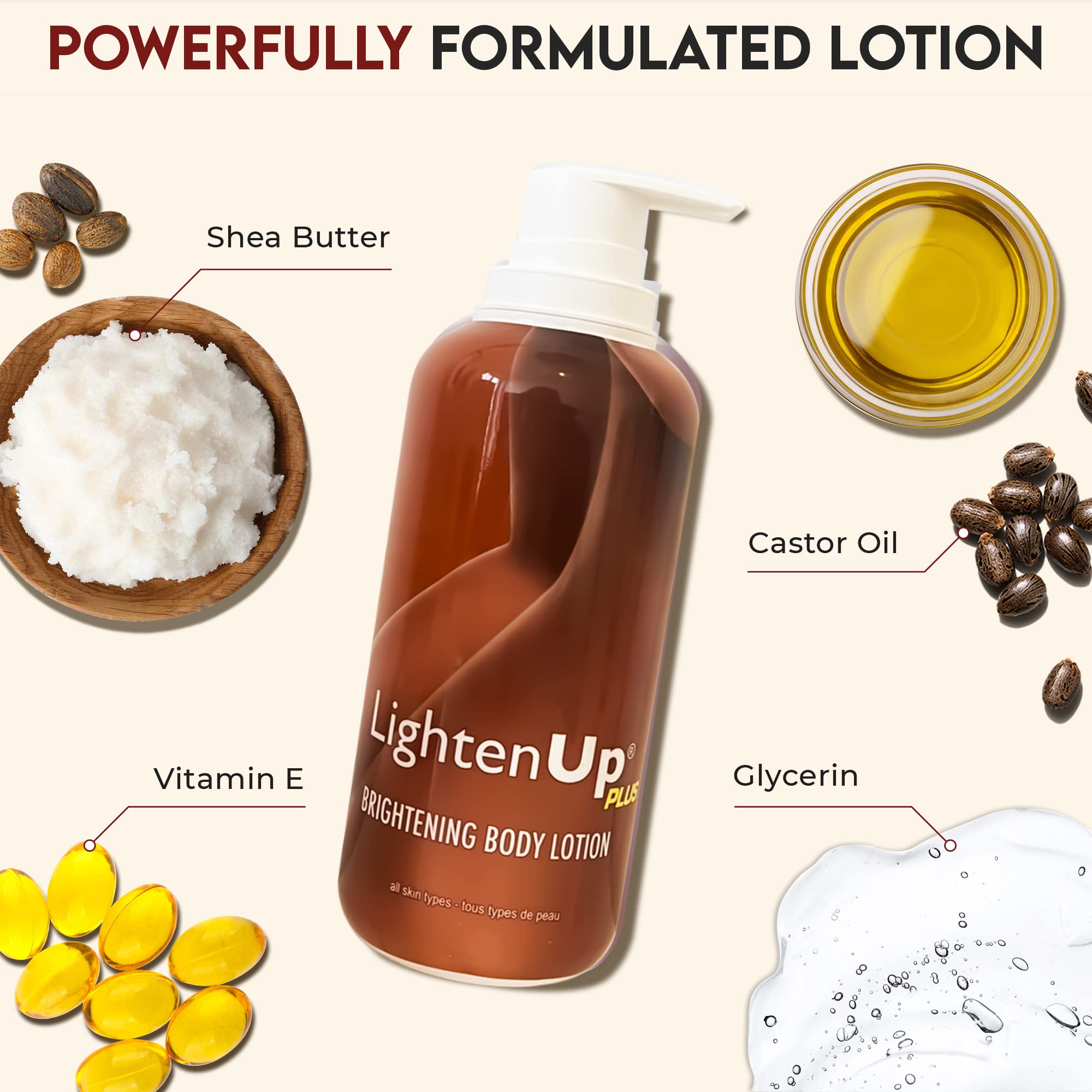 OMIC Lighten-Up lotion glow after application on skin.