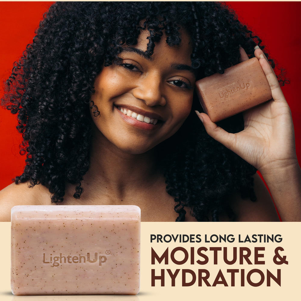 OMIC Lighten-Up coconut oil softening skin during cleansing routine.