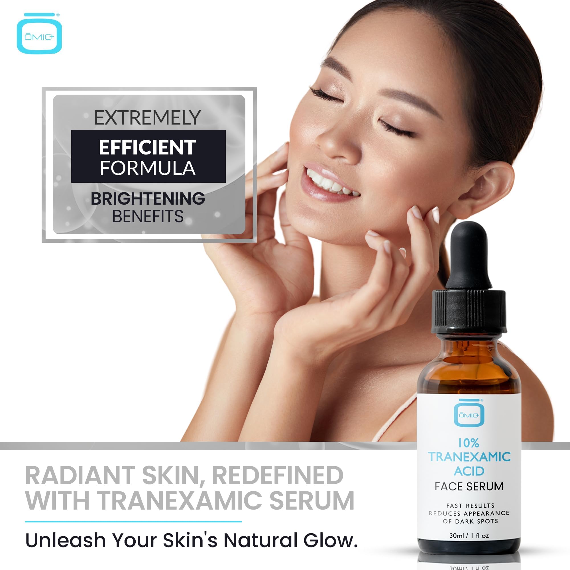 OMIC serum dispensing pump close-up highlights convenient, mess-free application