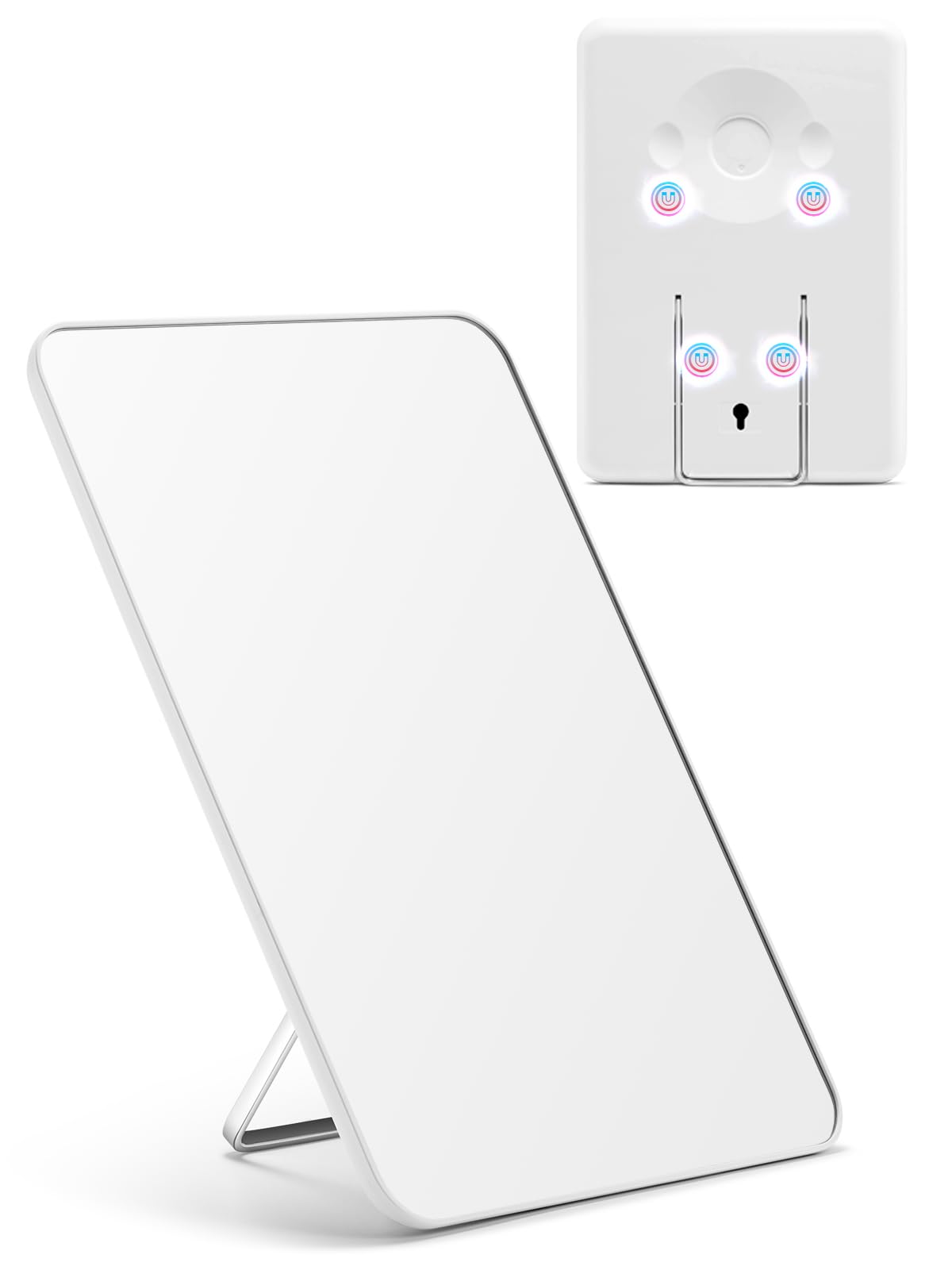OMIRO Magnetic Locker Mirror 10x7-inch desk angle view for precise grooming.