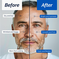 Omnis Uomo retinol ingredient close-up highlights smoothing of fine lines.